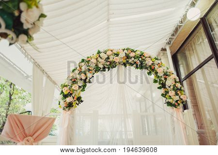 Decorated arches for the wedding romantic ceremony
