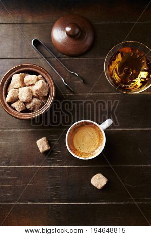 Cup of Coffee and a glass of Amaretto