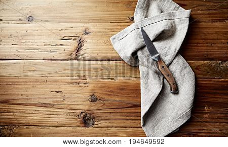 Kitchen Knife on a Linen Kitchen Towel