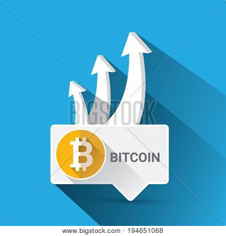 vector bitcoin growth graph on blue background. Bitcoin hype concept vector illusrtation with blank space fo text