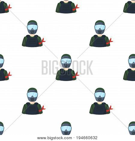 A player in paintball.Paintball single icon in cartoon style vector symbol stock illustration .