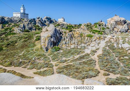 Lighthouse on Top of Capo Testa. North of Sardinia.