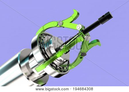 3d illustration of bearing puller isolated on blue