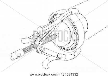 3d illustration of bearing puller isolated on white