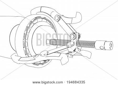 3d illustration of bearing puller isolated on white
