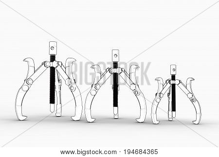 3d illustration of bearing puller isolated on white
