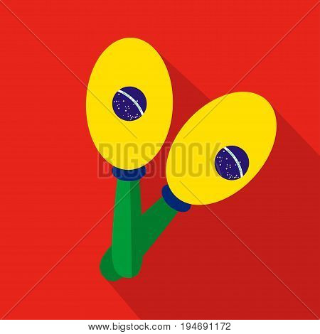 Maracas cartoon flat icon. Brazil. Vector illustration.design element