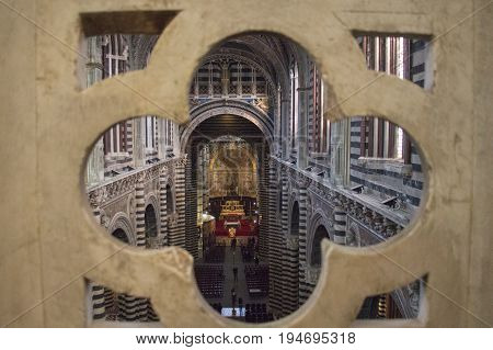 Italy Siena - December 26 2016: interior view of Metropolitan Cathedral of Santa Maria Assunta and the Gate of Heaven on December 26 2016 in Siena Tuscany Italy.