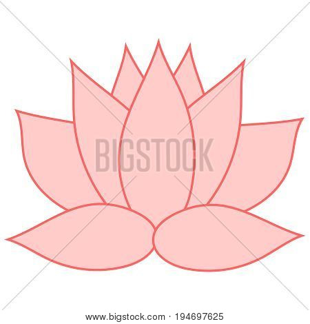 Lotus. The pink flower is a symbol of purity and enlightenment. You can use as a logo, trademark, icon. Suitable for illustrating yoga and oriental teachings. design element.