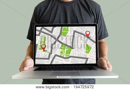Gps Map To Route Destination Network Connection Location Street Map With Gps Icons  Navigation