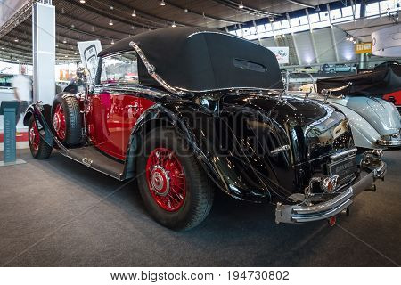 STUTTGART GERMANY- MARCH 17 2016: Grand touring car Mercedes-Benz 500K (W29) Cabriolet C 1934. Europe's greatest classic car exhibition 