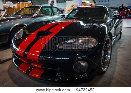 STUTTGART GERMANY - MARCH 17 2016: Sports car Dodge Viper GTS 1999. Europe's greatest classic car exhibition 