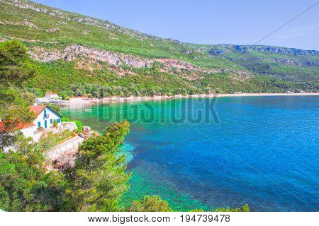 Portinho da Arrabida - beach in the Parque Natural da Arrabida Portugal