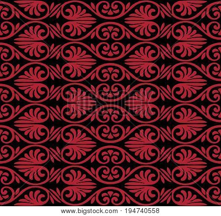 Antique Seamless Background Image Of Vintage Crimson Curve Spiral Fan Shape Flower