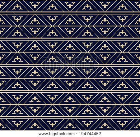Seamless Background Retro Navy Blue Japanese Geometry Check Frame Chintz