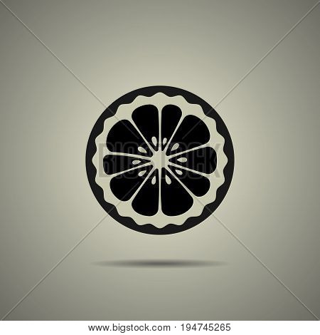 lemon slice icon in flat style with black and white colors isolated