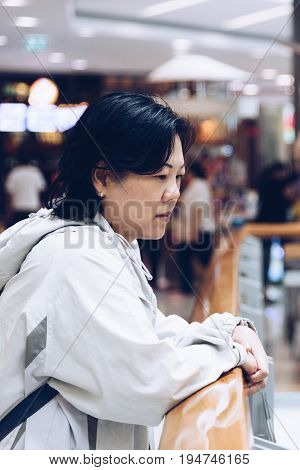 Asian Women 40S White Skin In Shopping Mall
