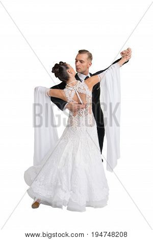 Ballrom Dance Couple In A Dance Pose Isolated On White Bachground