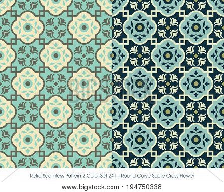 Retro Seamless Pattern Round Curve Squre Cross Flower