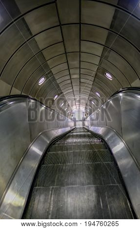 Empty escalator on the London underground train system