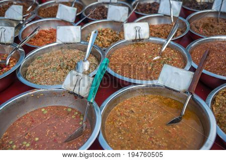 Chili Sauce, Chili Paste Or Pepper Sauce In Market