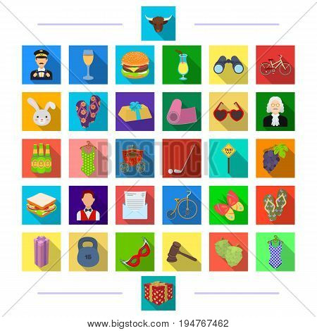 , business, sport, textiles and other  icon in flat style.fast food, fairy tale, icons in set collection.