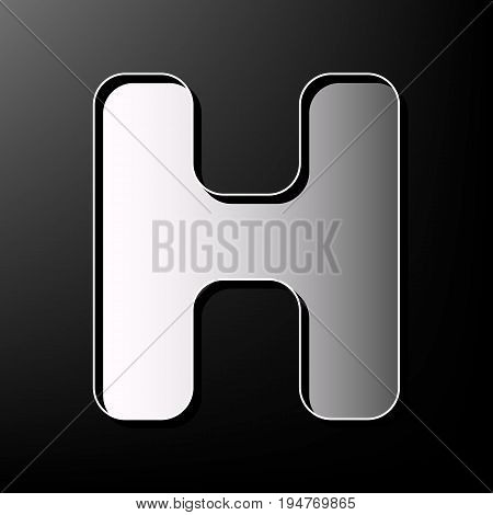 Letter H sign design template element. Vector. Gray 3d printed icon on black background.