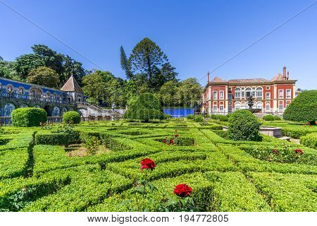 LISBON,PORTUGAL - MAY 17,2017 - National Monument - Palace Marquesses of Fronteira with garden. Lisbon is the capital of Portugal.