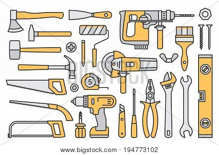 vector collection of isolated colorful building tools icons