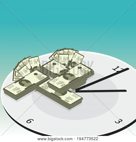 Time is money vector concept. Time management vector concept. Isometric watch for time management business infographic. -stock vector