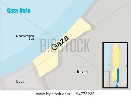 gaza strip and meditteranian sea map background