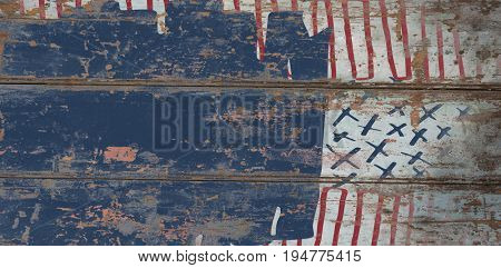 Digitally generated image of colorful abstract pattern against wood background 