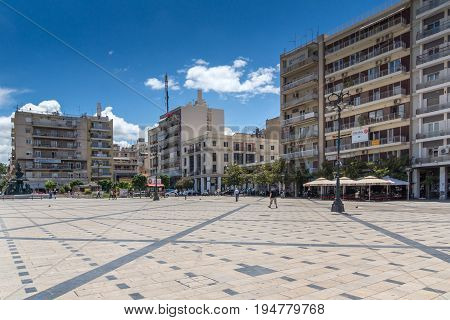 PATRAS, GREECE MAY 28, 2015: Panoramic view of King George I Square in Patras, Peloponnese, Western Greece