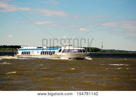 St. Petersburg, Russia - June 28, 2017: High-speed Hydrofoil Ship In St. Petersburg.