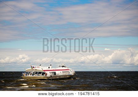 St. Petersburg, Russia - June 28, 2017: High-speed Hydrofoil Ship In St. Petersburg.