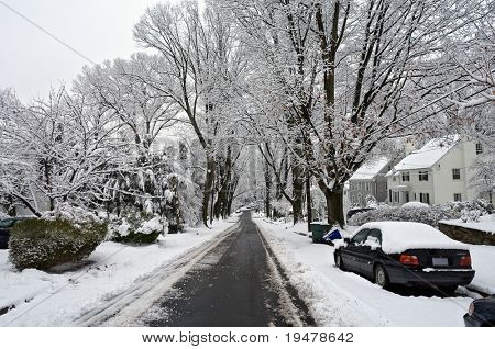 Invierno en Washington DC: Palisades después de una tormenta de nieve.