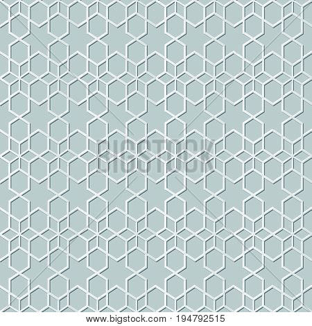 Vector Damask Seamless 3D Paper Art Stra Cross Geometry
