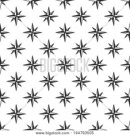 Wind rose seamless pattern for t shirt, wallpaper, clothing. Compass in retro monochrome style. Vintage design. Stock vector background.