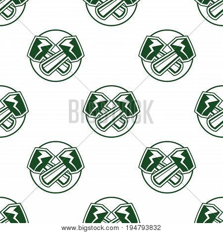 Hammers seamless pattern background, wallpaper. Football sports label style. Stock vector isolated on white.