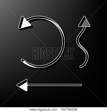Simple set to Interface Arrows. Vector. Gray 3d printed icon on black background.