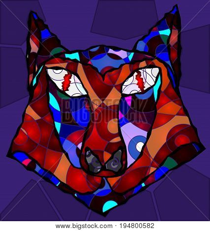 background variation vwth abstract image of colored head of wolf