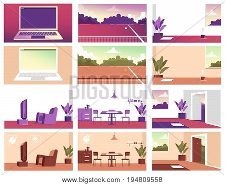 Digital Vector modern backgrounds Flat style. Business concept for mock up commercial character animation lifestyles