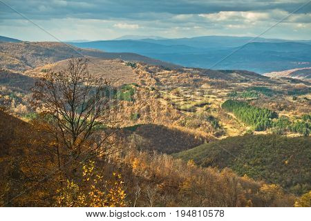 Landscape viewpoint from Svrljiske mountains in east Serbia