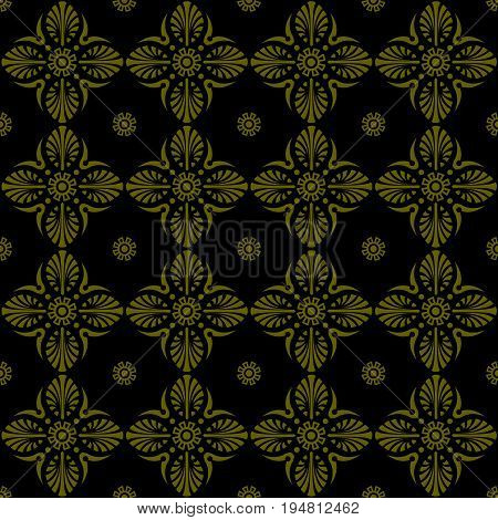 Antique Seamless Gold Background Fan Cross Flower