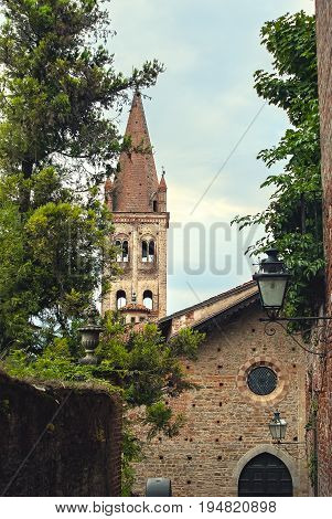 Old brick church in the ancient city of Saluzzo, northern Italy