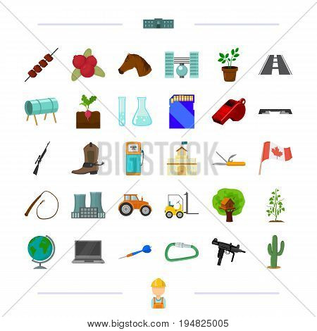 training, transportation, weapons and other  icon in cartoon style.game, Canada, vegetable growing, fitness icons in set collection.