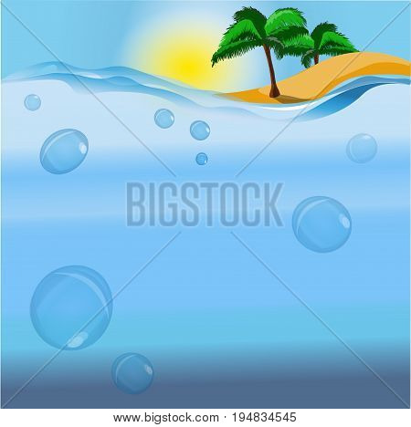 vector illustration of an island and the ocean