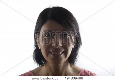 Portrait Of A Woman On White Bacground