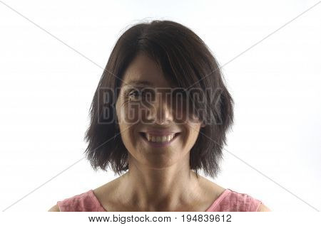 Portrait Of A Woman On White Bacground
