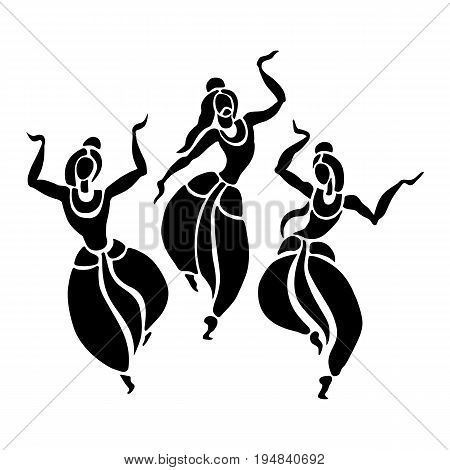 Indian dancers. Dancing people in ethnic style. Vector Illustration.